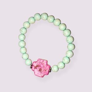 Pink Cross Turquoise Beaded Bracelet